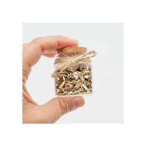 Pequeñas botellas de vidrio con tapones de corcho juego