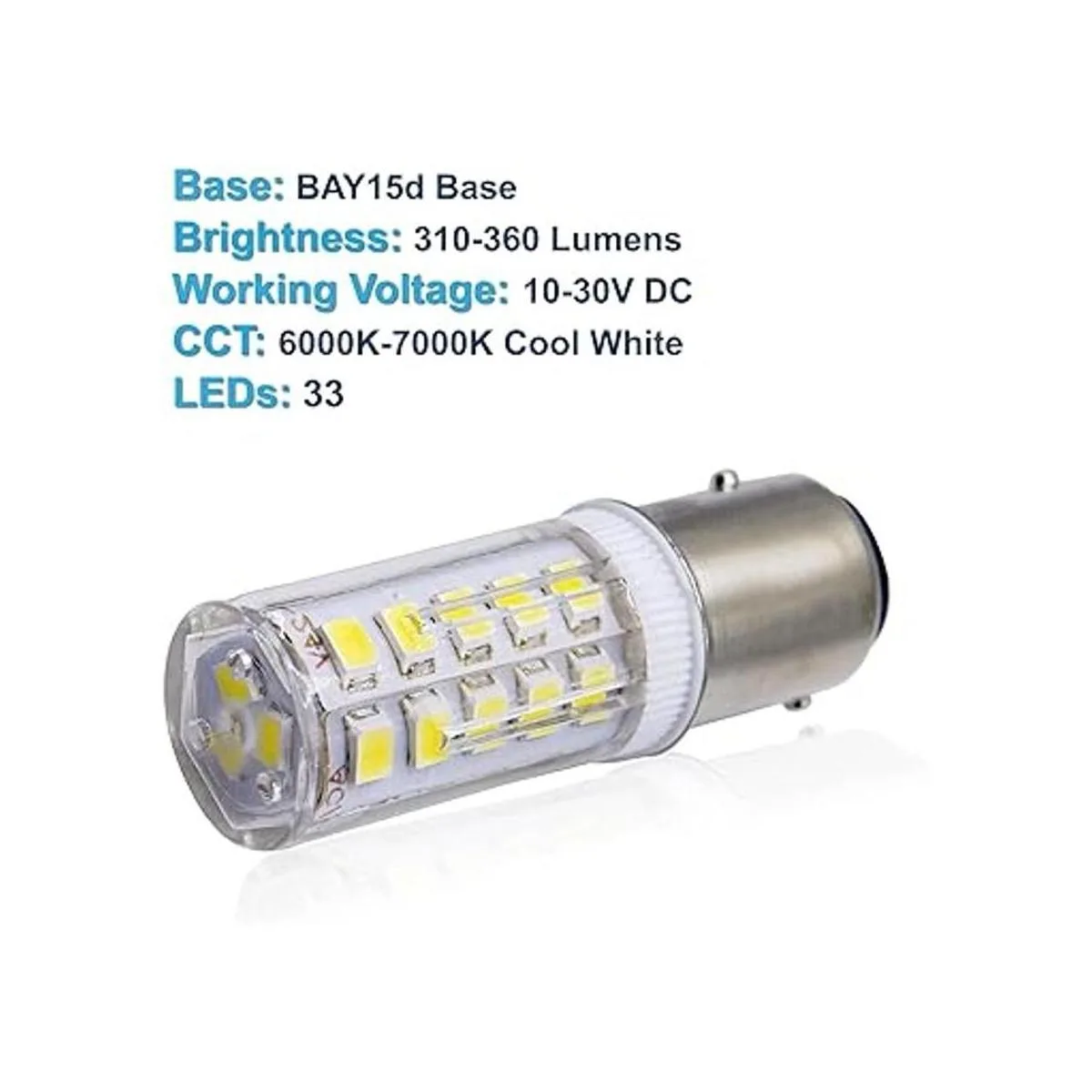 HQRP BAY15d 33LED SMD2835 Bombilla LED blanca fría