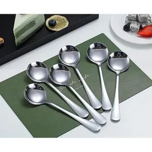 Kyraton Cucharas de sopa 6 cucharas redondas de acero