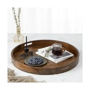 KINGCRAFT Bandeja redonda grande de 24 x 24 pulgadas