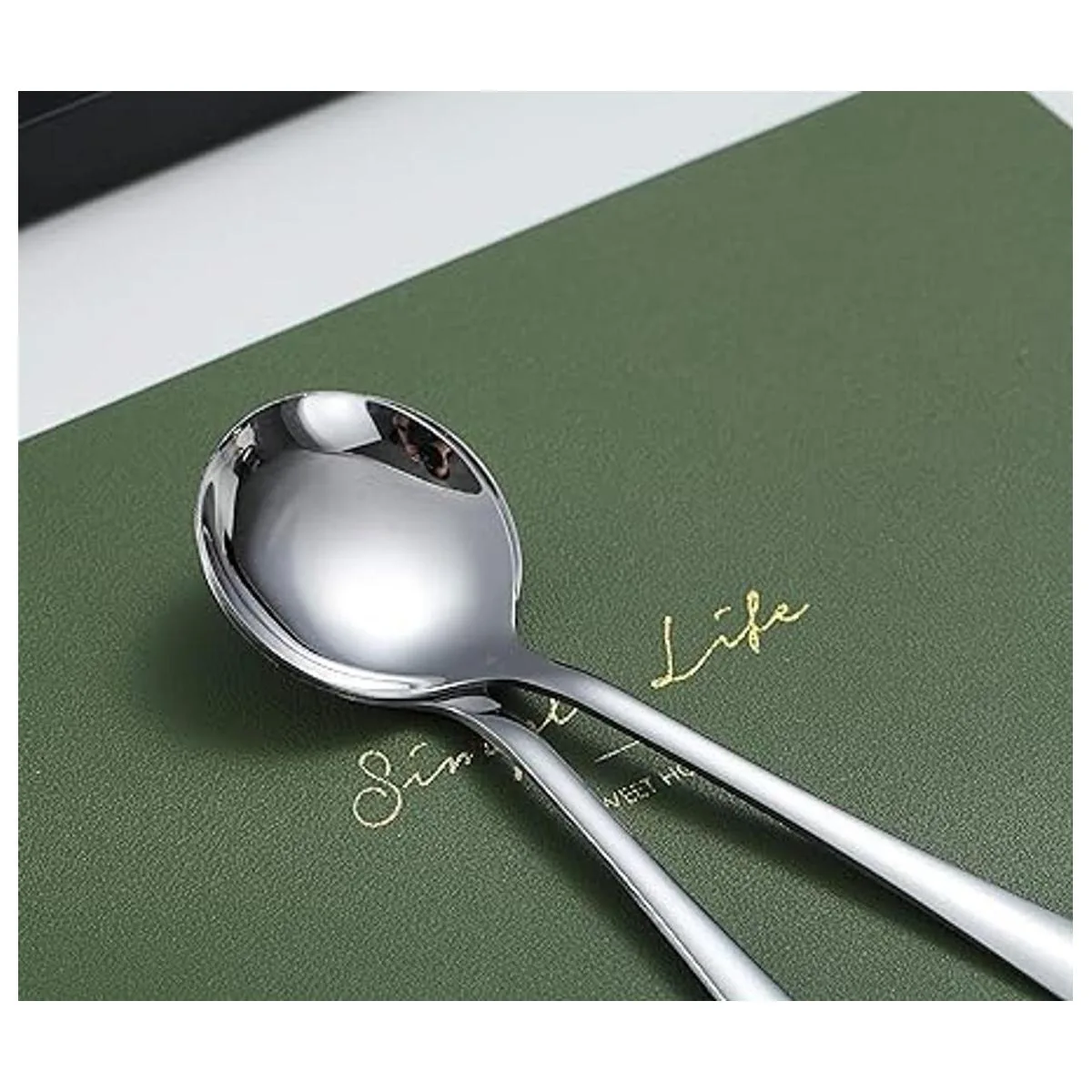 Kyraton Cucharas de sopa 6 cucharas redondas de acero