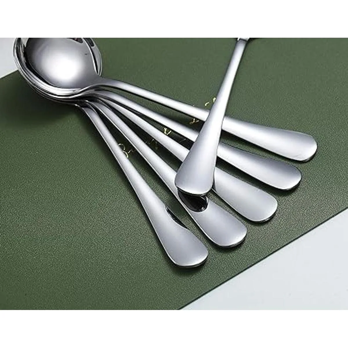 Kyraton Cucharas de sopa 6 cucharas redondas de acero