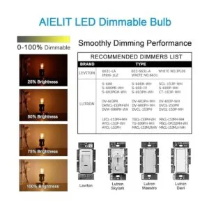 AIELIT Bombilla LED Edison de 2 W equivalente a 25 vatios