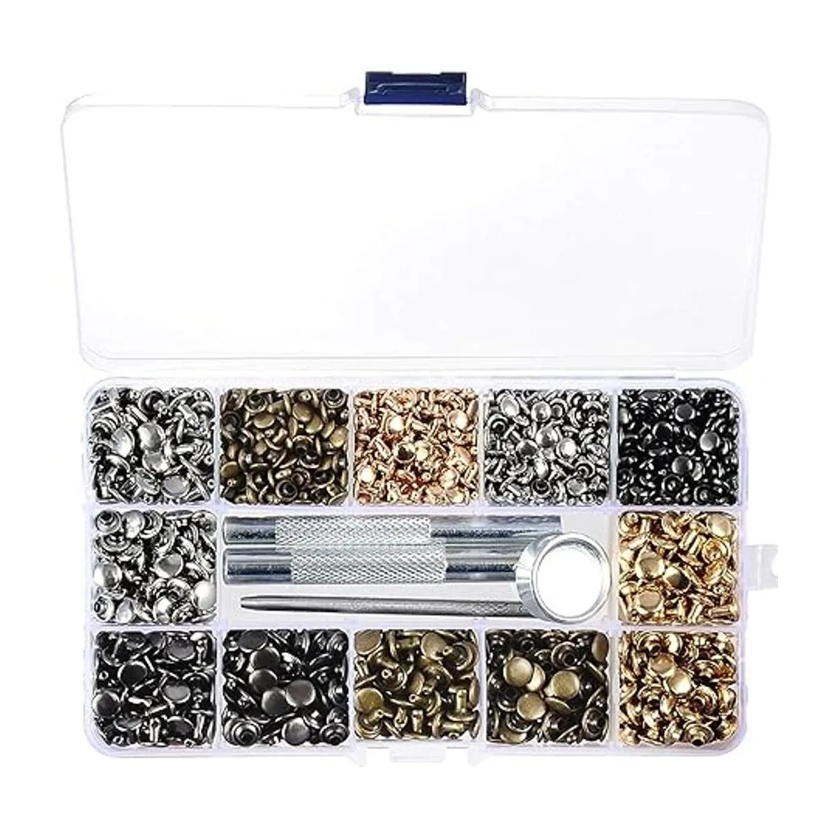 Juego de 640 remaches de cuero de colores mezclados