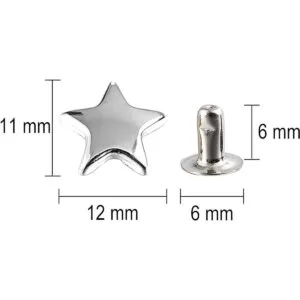 100 juegos de remaches de estrella de plata de 0.472 in