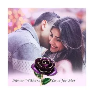 Sinvitron rosa real bañada en oro con tallo largo de_2