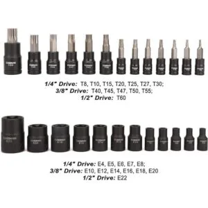 CASOMAN Juego de 25 piezas de enchufe Torx y enchufe