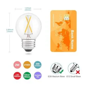 AIELIT Bombilla LED Edison de 2 W equivalente a 25 vatios