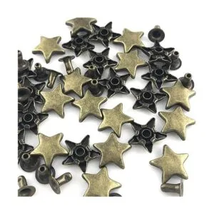 100 juegos de remaches de estrella de bronce de 0.472 in