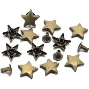 100 juegos de remaches de estrella de bronce de 0.472 in