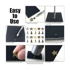 100 juegos de remaches de estrella de plata de 0.472 in