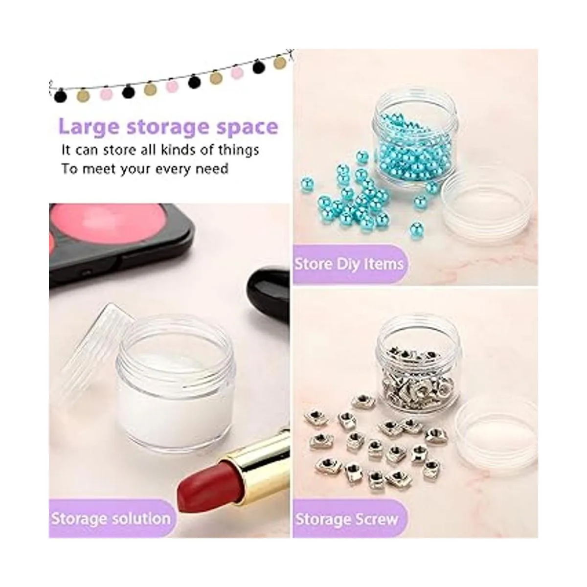 50 tarros de plástico transparente vacíos de 0.71 oz con_4