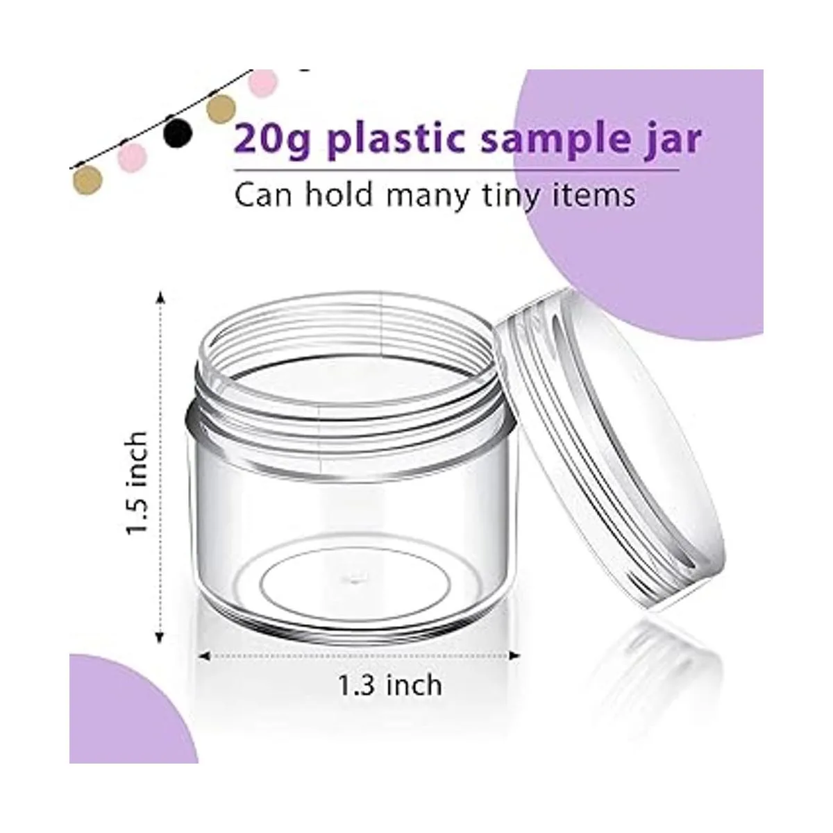 50 tarros de plástico transparente vacíos de 0.71 oz con_2