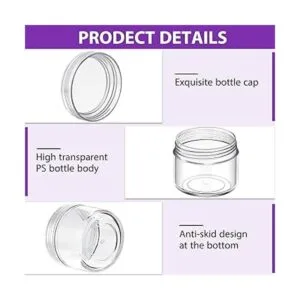50 tarros de plástico transparente vacíos de 0.71 oz con_3