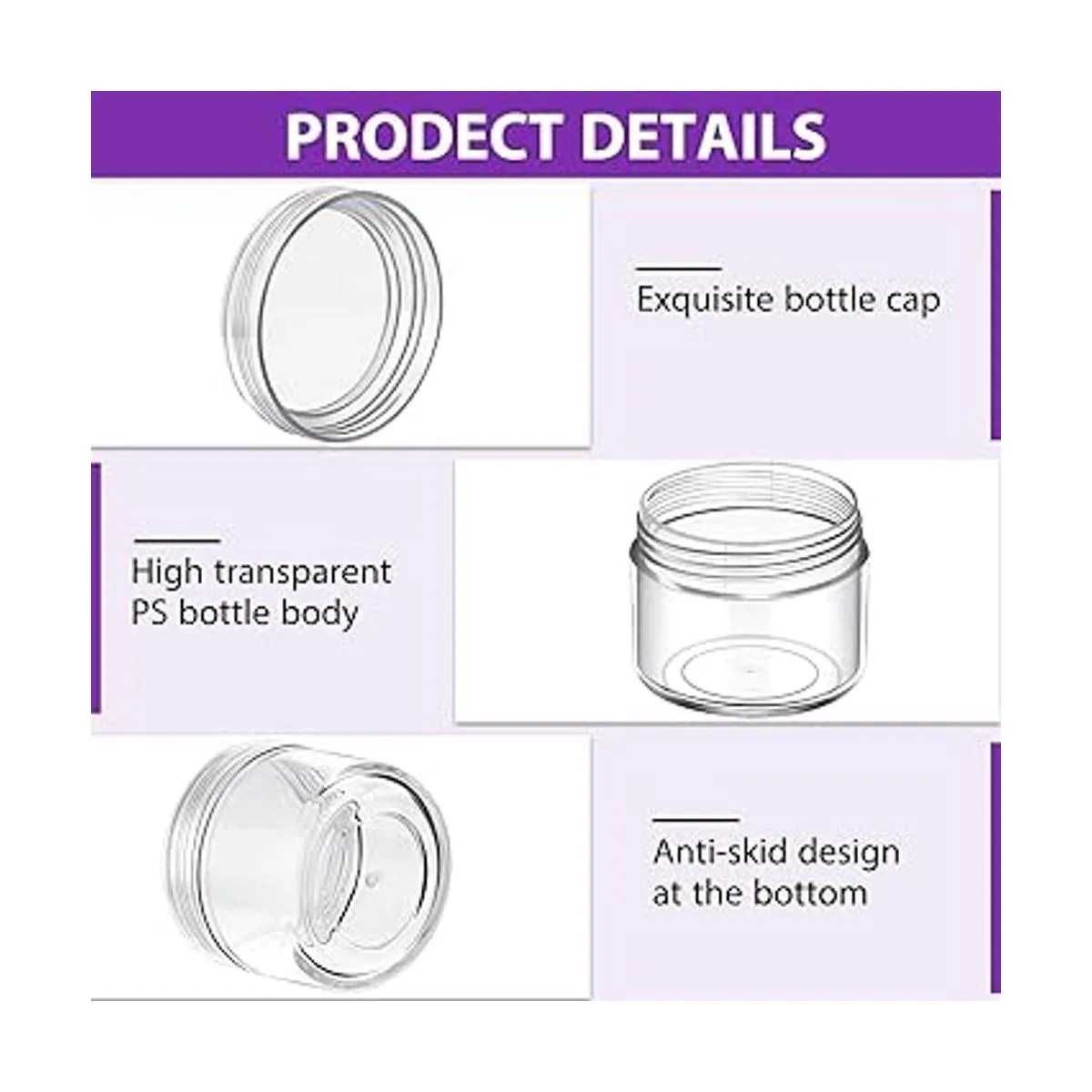 50 tarros de plástico transparente vacíos de 0.71 oz con_3