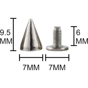 Pinchos y pernos de 0.374 in de metal con punta de cono de