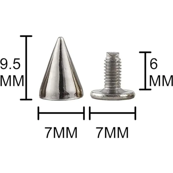 Pinchos y pernos de 0.374 in de metal con punta de cono de