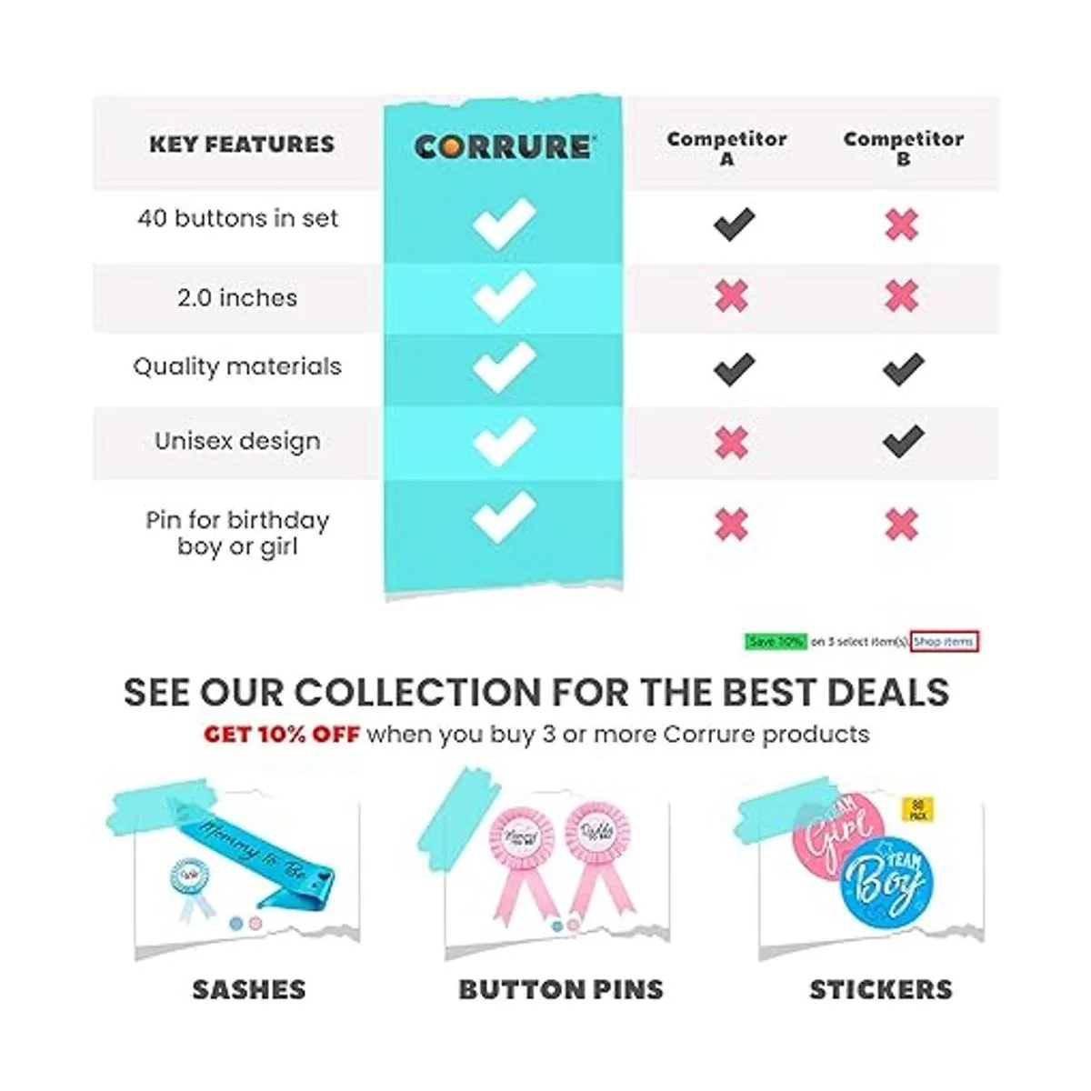 Corure 40 pines de botón de revelación de género de 2_6