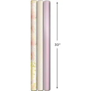 Hallmark Papel de regalo rosa y dorado con líneas de corte_6