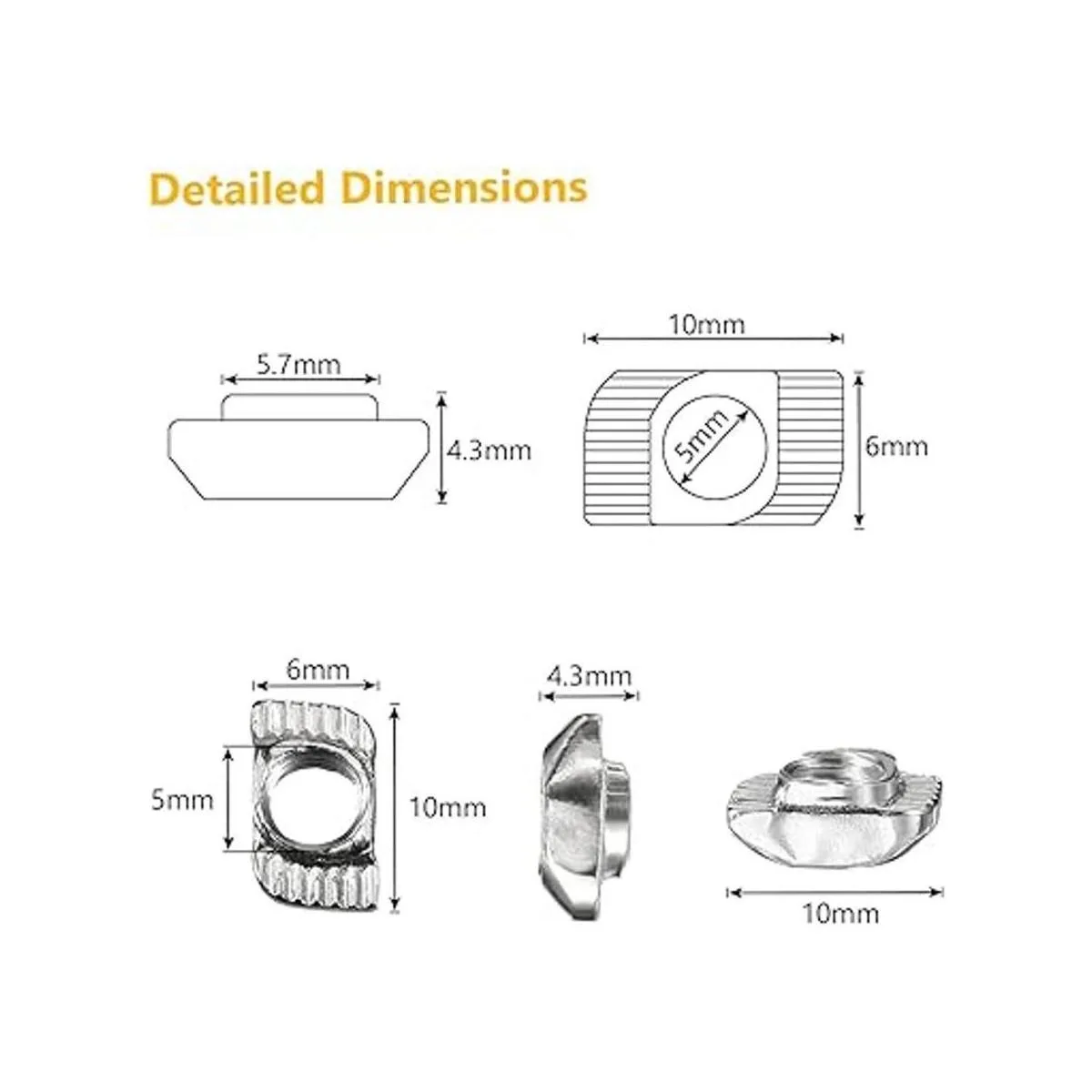 150 piezas de tuercas en T de la serie 2020 tuercas en T