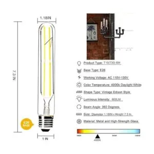 Bombillas LED T10 regulables luz blanca diurna de 4000 K_3