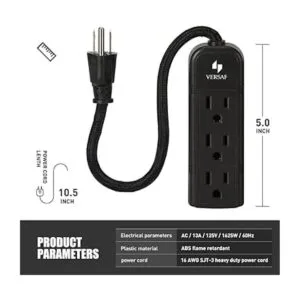 Tira de alimentación de 3 clavijas Slim negro 3 salidas_2