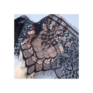 IDONGCAI Cinta de encaje negra con borde de encaje floral_4