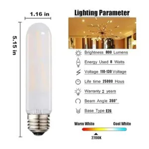 LEOOLS Bombilla LED esmerilada T10 bombilla LED tubular_2