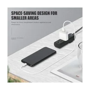 Tira de alimentación de 3 clavijas Slim negro 3 salidas_4