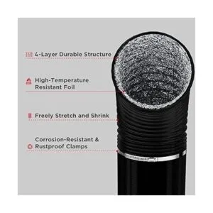 TURBRO AirSupply Conducto de aluminio negro Negro