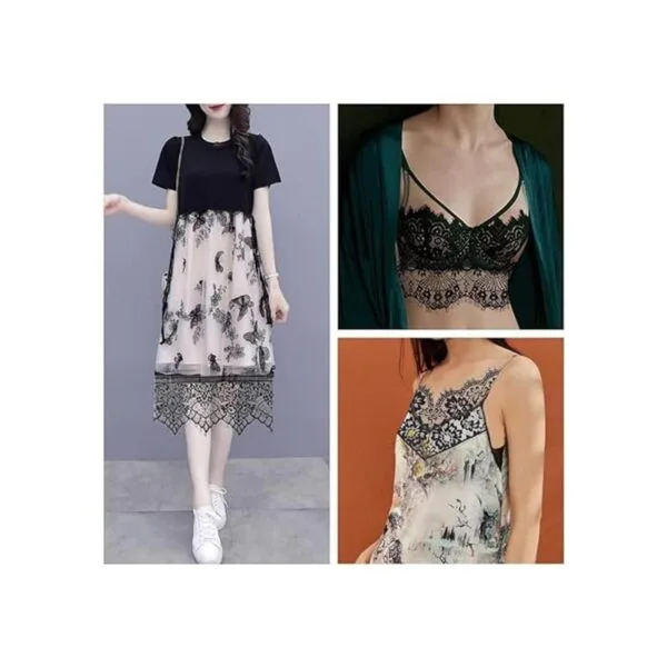 IDONGCAI Cinta de encaje negra con borde de encaje floral_5