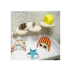 Hamiledyi Soporte para hámster de madera natural para