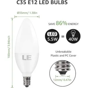 LE E12 LED Candelabra Light Bulbs 40W Equivalent Ceiling_3