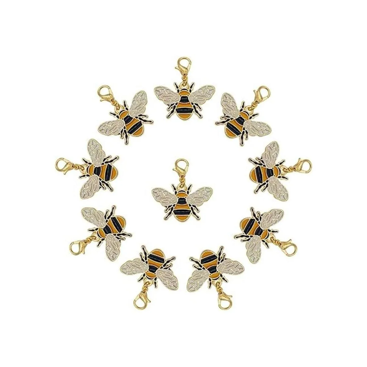 Lote de 16 colgantes chapados en oro de aleación esmaltada_2