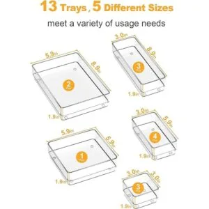 SMARTAKE 13Piece Drawer Organizer with NonSlip Silicone_3