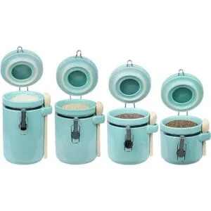 Blue Donuts Juego de 4 botes de cerámica hermética para_4