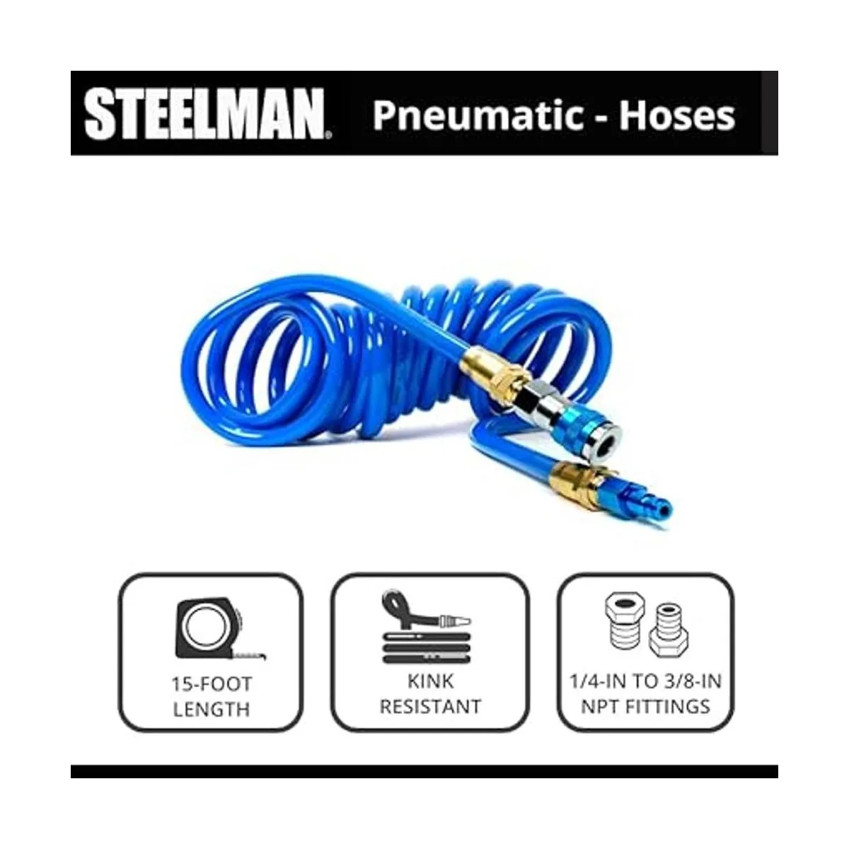 STEELMAN Manguera de aire en espiral de 15 pies 38_2