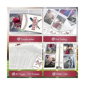 720 Pockets Baseball Card Sleeves Binder for Trading Card_4