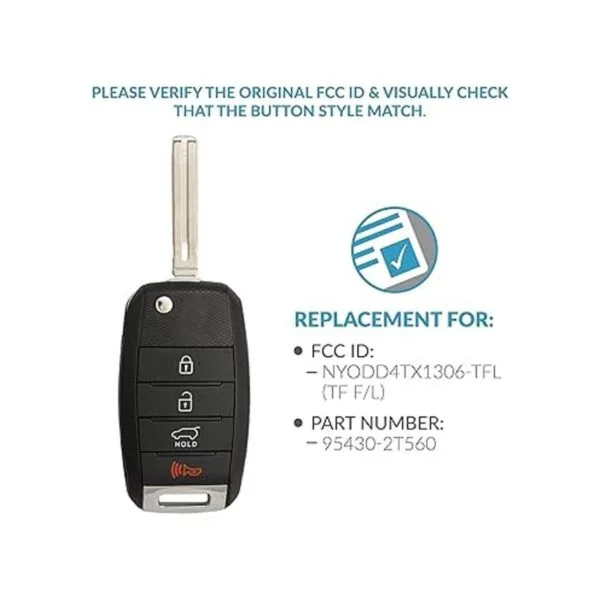 Keyless2Go Repuesto para llave remota de 4 botones Kia_4