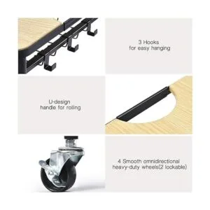 TOOLF Kitchen Island Carrito de servir con mesa de madera_4