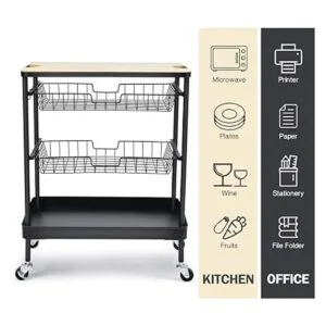 TOOLF Kitchen Island Carrito de servir con mesa de madera_5