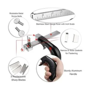 OwnMy Cortador de correa de piel con mango de aluminio