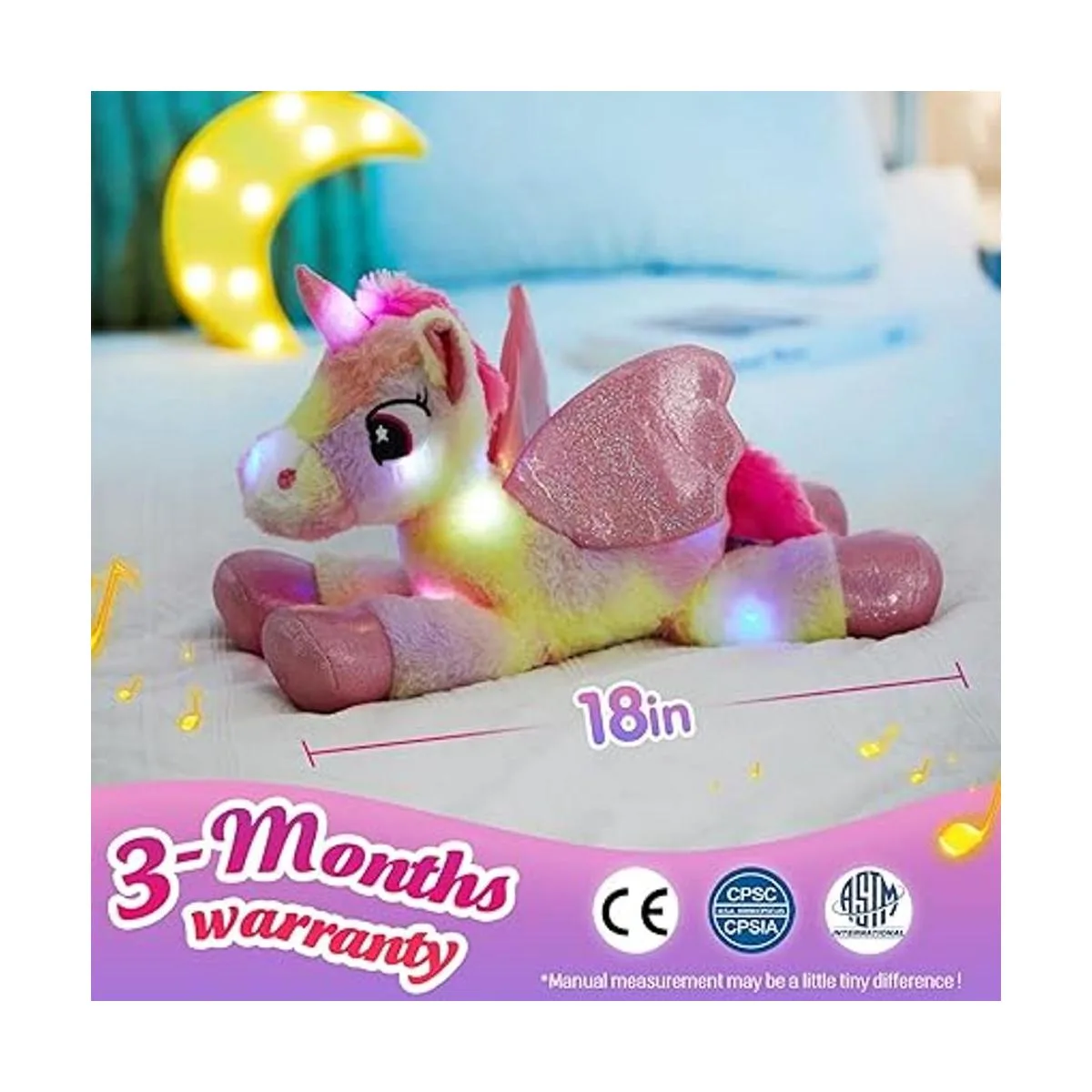 Glow Guards Almohada de peluche suave de unicornio con luz_4