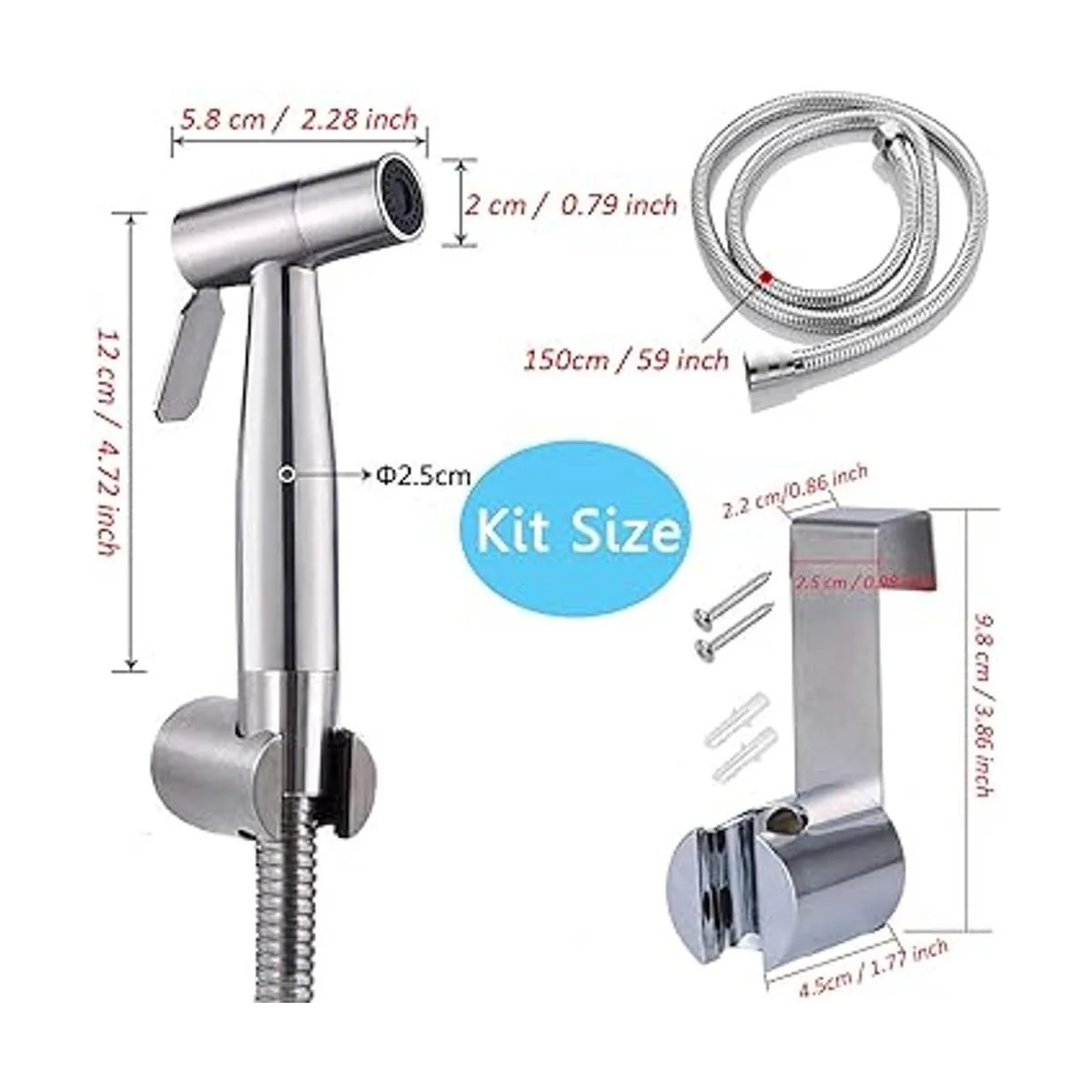 Kit de rociador de bidé de mano para inodoro de acero