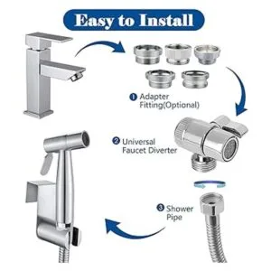 Kit de rociador de bidé de mano para inodoro de acero