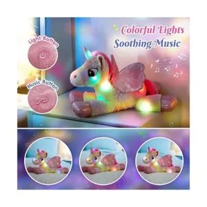 Glow Guards Almohada de peluche suave de unicornio con luz_3