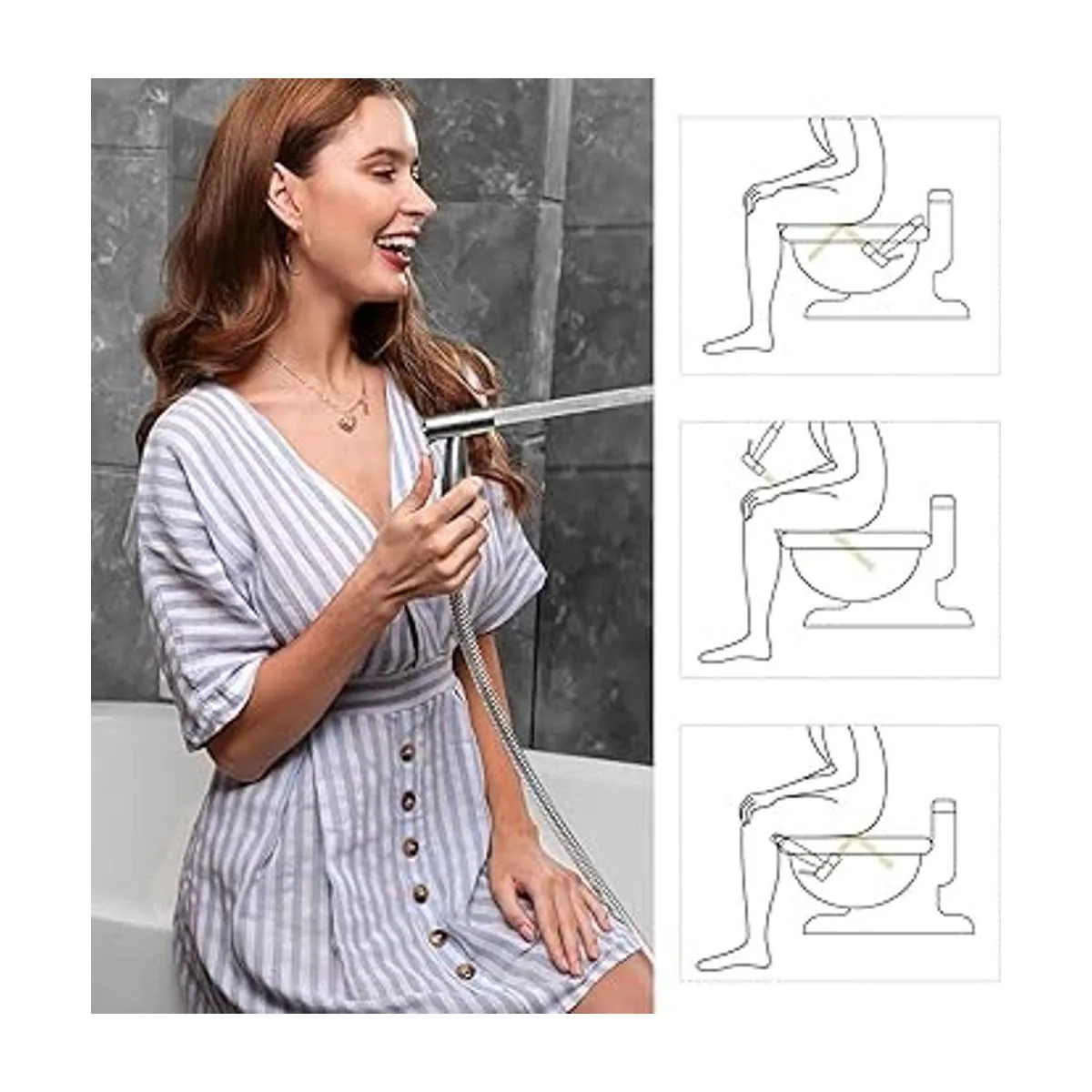 Kit de rociador de bidé de mano para inodoro de acero