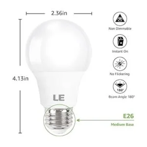 LE Bombillas LED 60 W equivalente a 800 lúmenes no