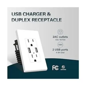 TOPELER Paquete de 2 tomas de pared USB puertos USB de_2