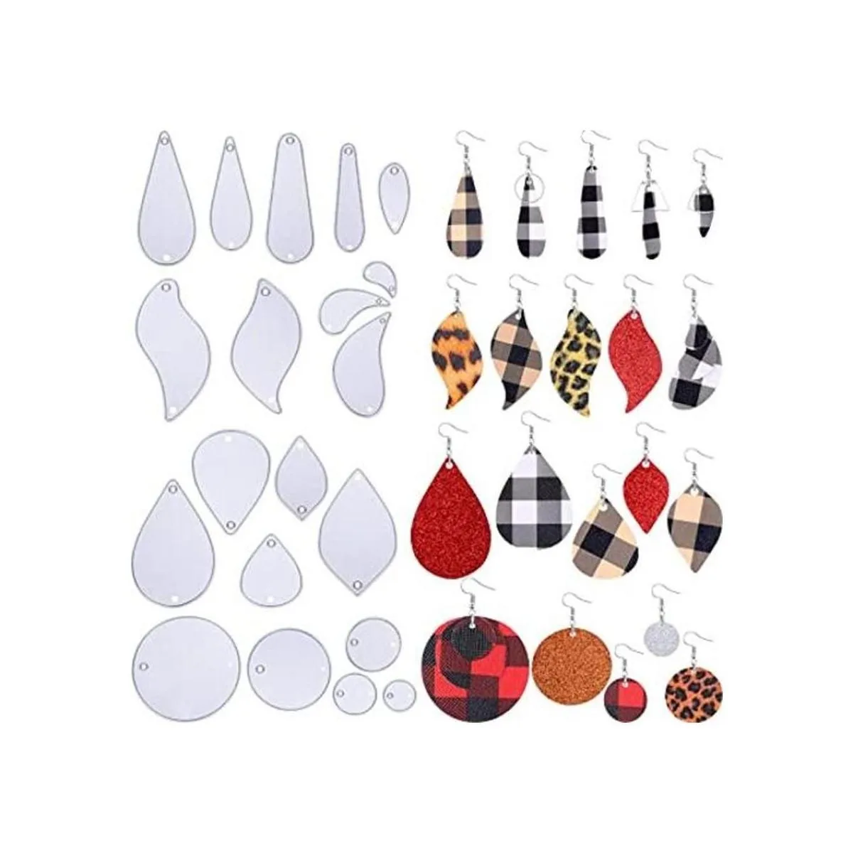 20 troqueles de corte de pendientes en forma de hoja de